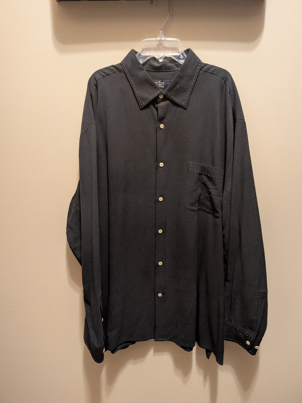 Nat Nast Men's Black Button-Down Shirt with Stud Detail